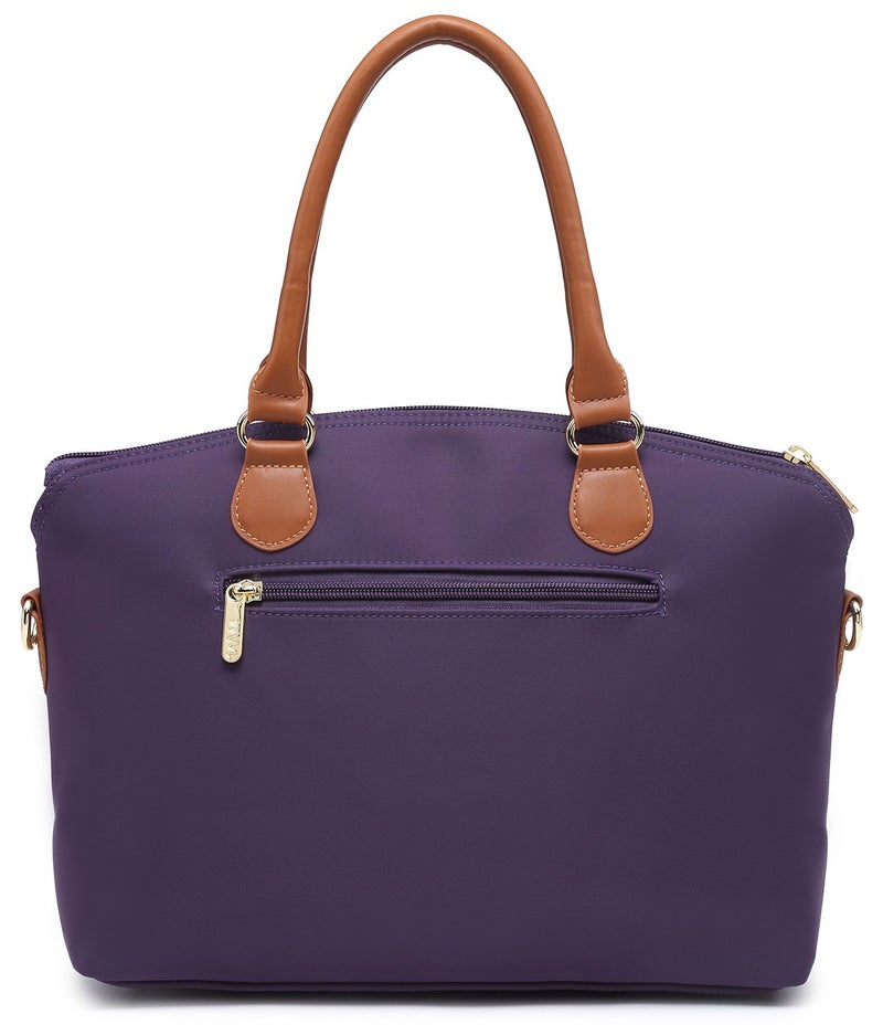 NNEEÂ® Water Resistance Nylon Top Handle Satchel Handbag with Multiple Pocket Design - Purple 2 - Image 3